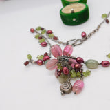 Sterling Silver Quartz & Simulated Pearl Dress Necklace Vintage c1990 44cm