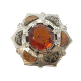 19th Century Scottish Sterling Silver, Agate & Granite Kilt Brooch Antique c1880