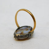 Victorian Rolled Gold & Sterling Silver Banded Agate Signet Ring Antique c1890s