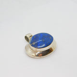 Sterling Silver Lapis Lazuli Chunky Oval Studio Style Pendant Vintage c1970