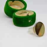 Sterling Silver Abalone & Mother Of Pearl Abstract Ring Vintage c1970 Size N 1/2