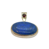 Sterling Silver Sodalite & Almandine Garnet Studio Charm Pendant Vintage c1970s
