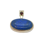 Sterling Silver Sodalite & Almandine Garnet Studio Charm Pendant Vintage c1970s