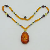 Large Graduating Mixed Colour Amber & Cherry Amber Medallion Necklace Vintage