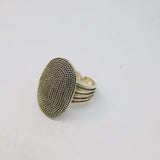 Sterling Silver Large Oval Studio Style Statement Ring Vintage c1970 Size J 1/2