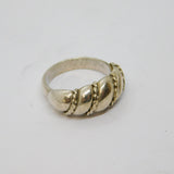 Sterling Silver Patterned Graduating Band Ring Vintage c1970 Size L