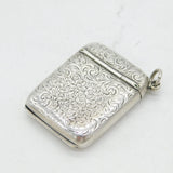 Victorian Sterling Silver Floral Hidden Image Vesta Case Antique 1874 Birmingham