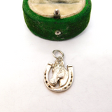 Sterling Silver Horseshoe & Horse Head Charm Pendant Vintage c1970