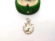 Sterling Silver Horseshoe & Horse Head Charm Pendant Vintage c1970