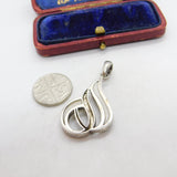 Sterling Silver Diamond Paste Modernist Drop Charm Pendant Vintage c1970