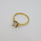 Gold On Sterling Silver Paste Solitaire Engagement Ring Modern c1990 Size O 1/2