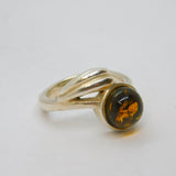 Sterling Silver Baltic Amber Studio Style Ring Vintage 2003 London Size R 1/2
