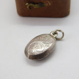 Sterling Silver Floral Puffy Drop Charm Pendant Vintage c1970