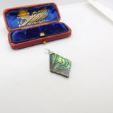 Sterling Silver Abalone Diamond Shape Charm Pendant Vintage c1970