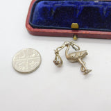 Sterling Silver Stork Carrying the Baby Birth Charm Pendant Vintage c1970