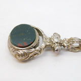 Sterling Silver Bloodstone & Carnelian Spinner Fob Vintage London