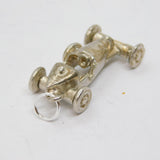 Sterling Silver Racing Car With Moving Wheels Charm Pendant Vintage c1970
