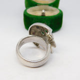 Studio Jewellery Sterling Silver Ruby Set Statement Ring Vintage Birmingham