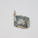 Sterling Silver Niello Enamel Goddess Charm Pendant Antique c1940