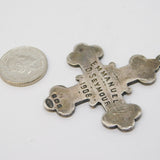 Edwardian Sterling Silver Sunday School Cross Fob Medal Antique 1908