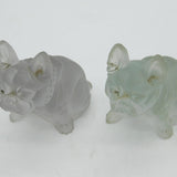 Czech Novelty Large Moulded Glass Bulldog Figurines Antique c1920 Art Deco