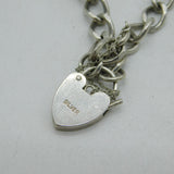 Sterling Silver Curb Link Chain Charm Bracelet Vintage c1970s