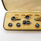Art Deco Rolled Gold, Enamel & Pearl Buttons & Studs Set Antique c1920s