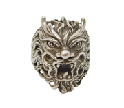 Sterling Silver Chunky Mythical Creature Statement Ring Vintage c1970 Size P 1/2
