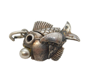 Sterling Silver Fish with Pearl Charm Pendant Vintage c1970s