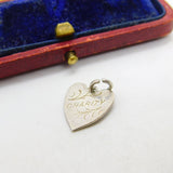 Sterling Silver Miniature 'Charity' Heart Charm Pendant Vintage c1970