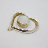 Sterling Silver Mother Of Pearl Stylised Heart Pendant Contemporary c1990s