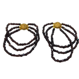 Victorian Pair of Rolled Gold & Beaded Almandine Garnet Bracelets Antique