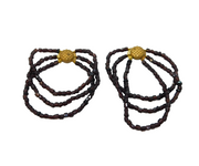 Victorian Pair of Rolled Gold & Beaded Almandine Garnet Bracelets Antique