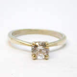Sterling Silver Paste Set Solitaire Engagement Ring Vintage c1970 Size P