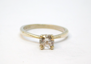 Sterling Silver Paste Set Solitaire Engagement Ring Vintage c1970 Size P