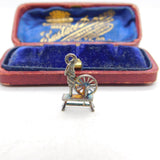 Sterling Silver Spinning Wheel Charm Pendant Vintage c1970