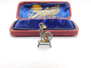 Sterling Silver Spinning Wheel Charm Pendant Vintage c1970