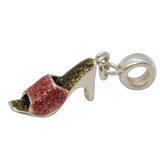 Sterling Silver & Guilloche Enamel Set High-Heeled Shoe Charm Vintage