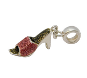 Sterling Silver & Guilloche Enamel Set High-Heeled Shoe Charm Vintage