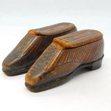 George III Pair of Leather & Wooden Novelty Shoe Form Snuff Boxes Antique