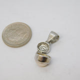 Sterling Silver Cultured Pearl & Paste Set Drop Charm Pendant Vintage c1970