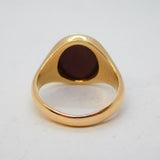 9ct Yellow Gold & Oval-Cut Sardonyx Signet Ring Vintage 1963 London
