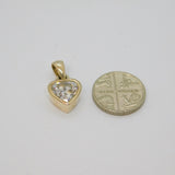Sterling Silver CZ Heart Drop Charm Or Pendant Contemporary c2000s