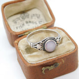 Sterling Silver Mother of Pearl Dress Ring Vintage c1970 Size N UK
