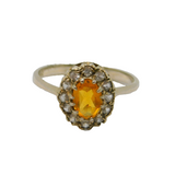 Sterling Silver Faceted Citrine & White Topaz Cluster Ring Vintage c1970 Size M