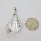 Sterling Silver Faceted Glass Drop Charm Pendant Vintage c1970