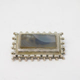 Victorian Sterling Silver & Agate Set Dress Brooch Pin Antique c1860