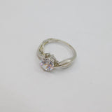 Sterling Silver Round Spinel Solitaire Engagement Ring Modern c1990 Size L 1/2