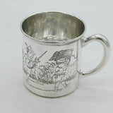 20th Century American Sterling Silver Nursery Rhyme Christening Mug Antique