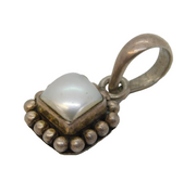 Sterling Silver & Pearl Set Drop Pendant Vintage c1970